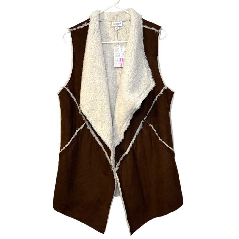 LuLaRoe Brown Vest with Cream Sherpa Lining
